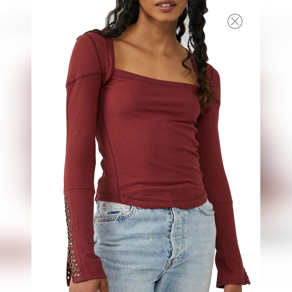 NWT Free People A Little Unruly Top in Red Jasper Sz S Free shipping👍 - Picture 4 of 12